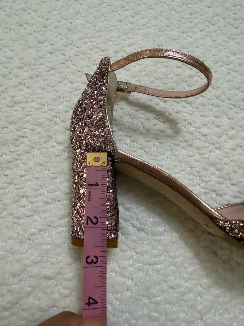 Kate Spade Baneera Rose Gold Glitter Heels Women’s Size 7.5
